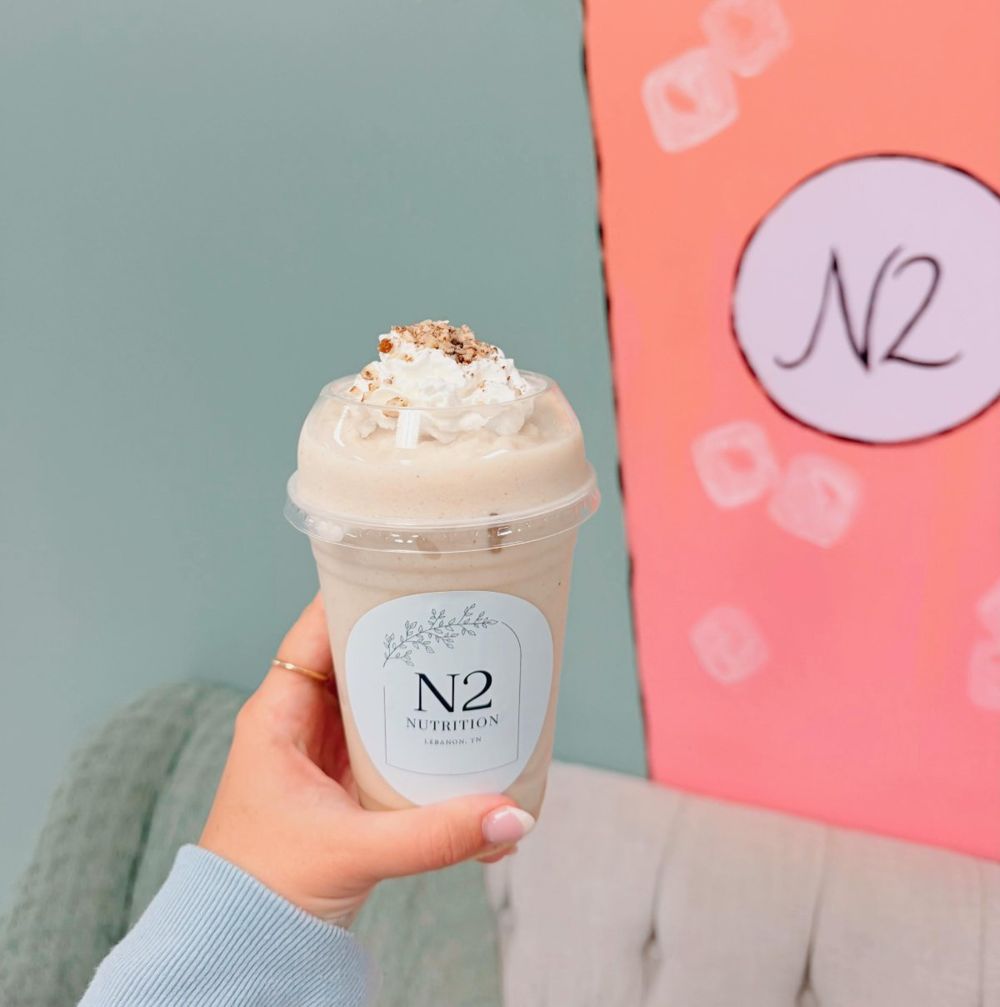 A whipped-cream topped N2 frappe